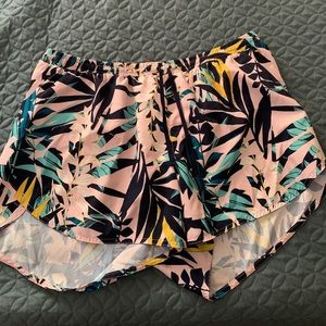 Old Navy Pink Tropical Print Running Shorts